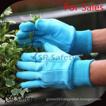 SRSAFETY bule cotton with small pvc dots coated gloves